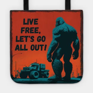 funny outdoorsmen live free big foot Tote