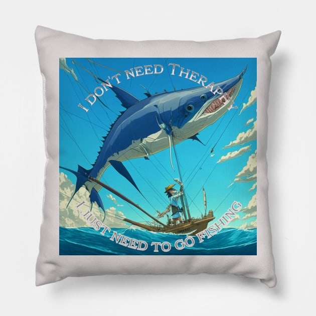 Marlin Fishing Art Pillow by Happysoo Art 