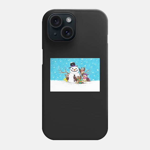 Owls building a snowman Phone Case by nicolejanes