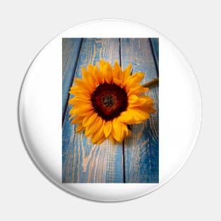 Sunflower On Blue Table Pin