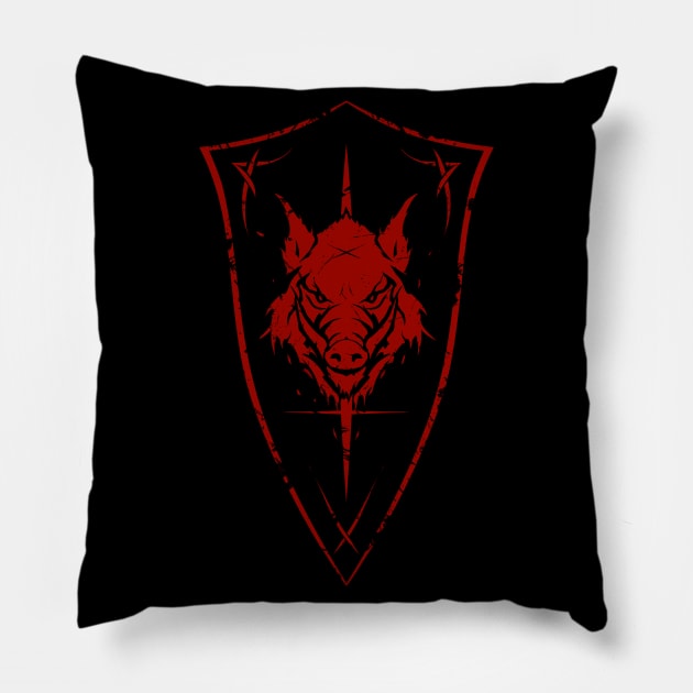 Wild Boar Shield Logo Pillow by chriskar
