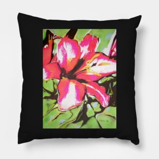 stylized abstract red Lily flower Pillow