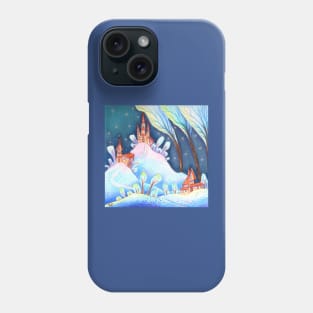 Winter Neighborhood Watercolor Illustration Phone Case