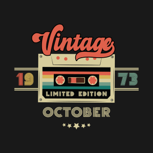 Vintage October 1973 Music Cassette - Limited Edition - 49 Years Old Birthday Gifts T-Shirt