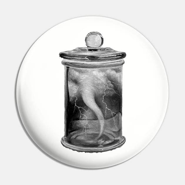 Tornado hurricane twister spell in a bottle - Art Pin by LukjanovArt