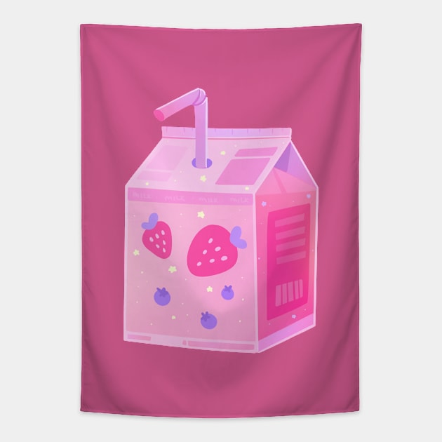 Strawberry and Blueberry Milk! Tapestry by silly cattos