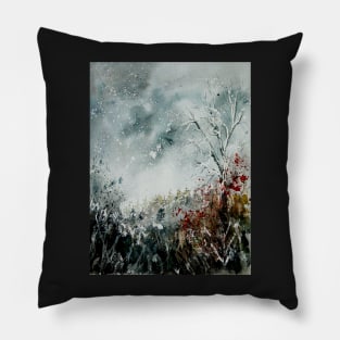 snowy landscape watercolor Pillow