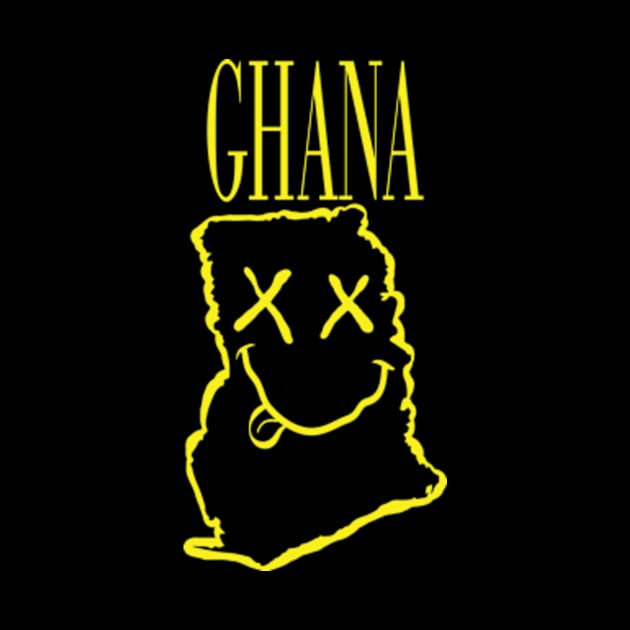 Vibrant Ghana Africa x Eyes Happy Face: Unleash Your 90s Grunge Spirit! Smiling Squiggly Mouth Dazed Happy Face by pelagio