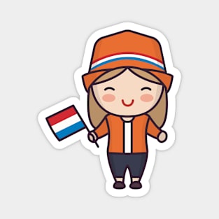 Cute Patriotic Dutch Girl Magnet