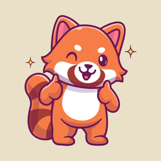 Cute Red Panda With Ok Sign Hand Cartoon by Catalyst Labs