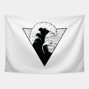 Wave Triangle black and white Illlustration sea swell Tapestry