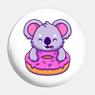 Cute Koala Eating Donut Pin