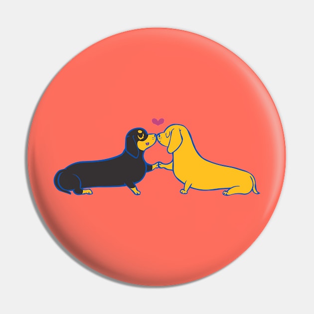 Dachshund Kisses Pin by huebucket