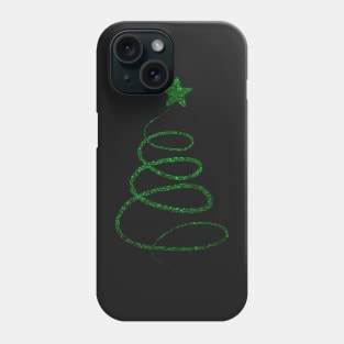 Minimalistic Green Faux Glitter Star Christmas Tree Phone Case