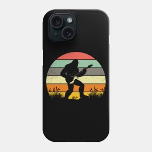 Bigfoot Playing Electric Guitar Vintage Sunset Musician Phone Case