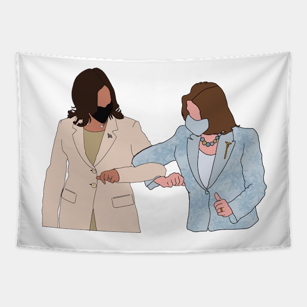 VP Harris and Speaker Pelosi Elbow Bump Tapestry by GrellenDraws