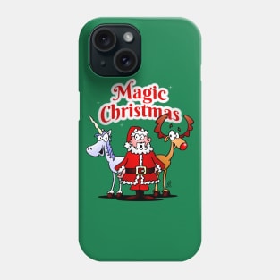 Magic Christmas: Santa, reindeer and a unicorn Phone Case