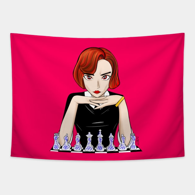 the queens gambit in mexico city chess tournament Tapestry by jorge_lebeau