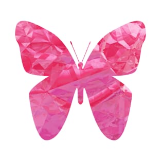 Pink butterfly. The effect of broken glass, mosaic. T-Shirt