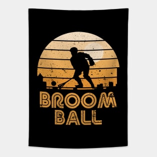 Retro Sunset Broomball Tapestry