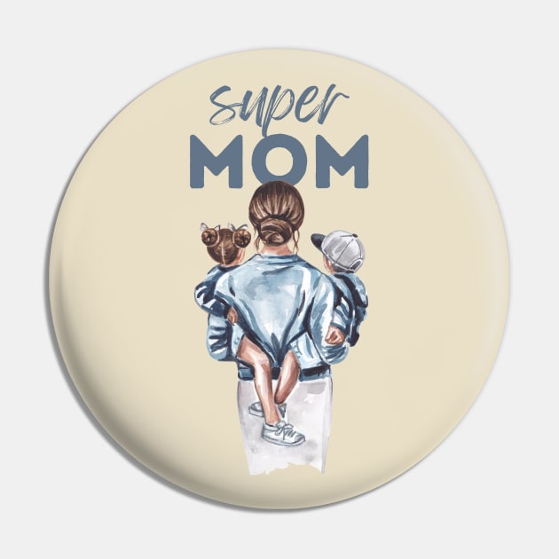 Super Mom Pin by Tip Top Tee's