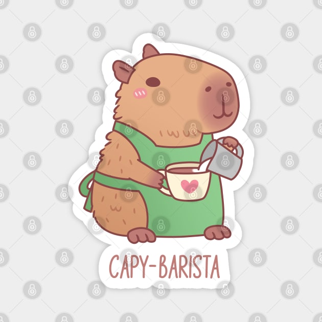 Cute Capybara Barista Making Coffee Magnet by rustydoodle