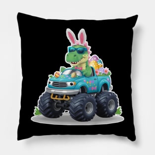 Happy Easter Monster Truck - funny dinsoaur trucker Pillow