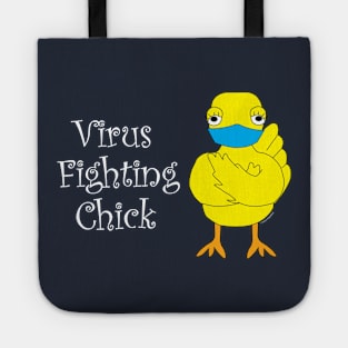 Virus Fighting Chick Side White Text Tote