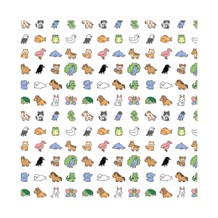 Kawaii animals pattern from yoga poses T-Shirt