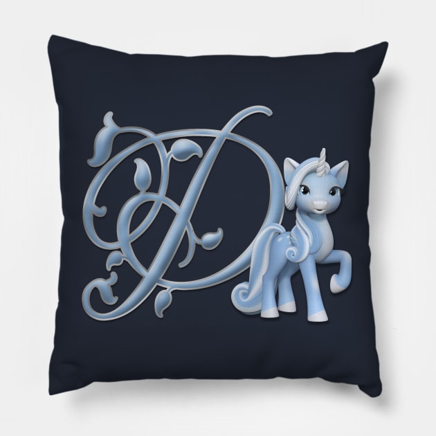 Monogram D Custom Unicorn Pillow by AlondraHanley