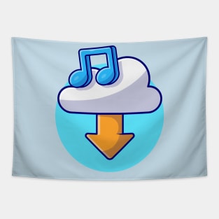 Cloud Download Music with Note Cartoon Vector Icon Illustration Tapestry