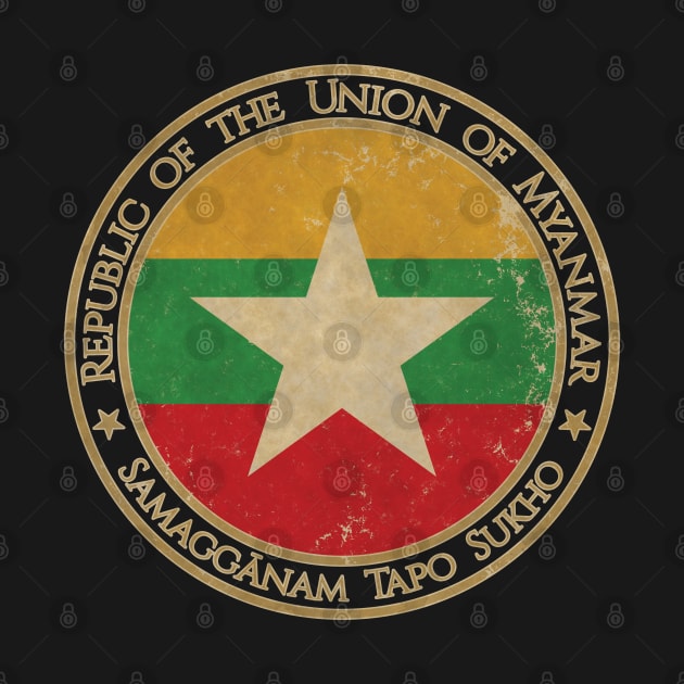 Vintage Republic of the Union of Myanmar Asia Asian Flag by DragonXX