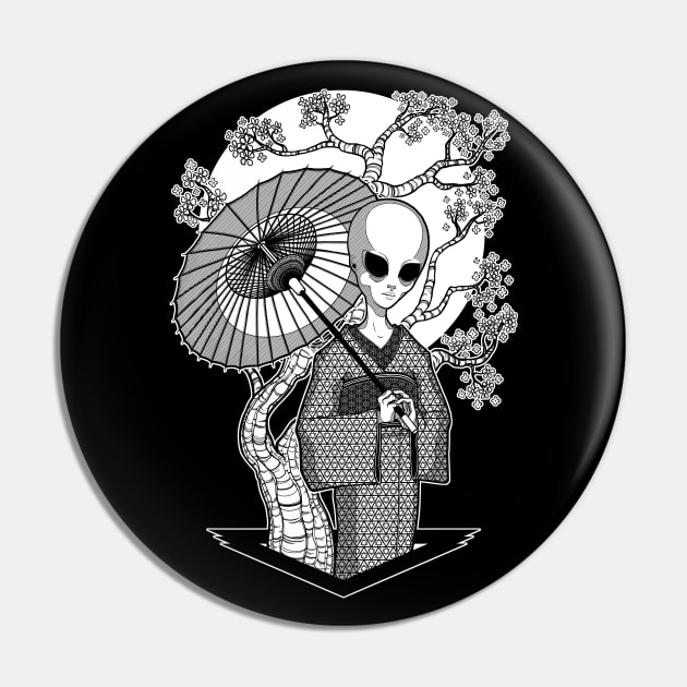 The alien Geisha - Black version Pin by ToleStyle