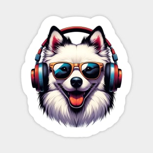 American Eskimo Dog Smiling DJ: Beats in Bright Style Magnet
