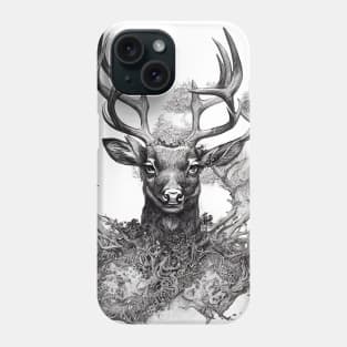 Stag Deer Wild Nature Illustration Line Epic Illustration Line Art Phone Case