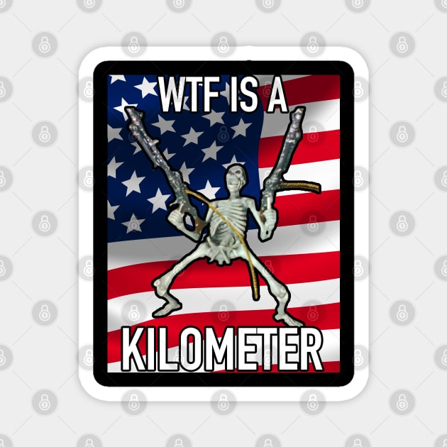 WTF Is A Kilometer July 4th skeleton Funny What Is A Kilometer July 4th Magnet by TrikoNovelty