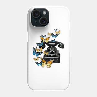 Old Black Rotary Phone Butterflies Phone Case