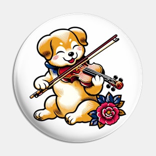 Dog playing violin Pin