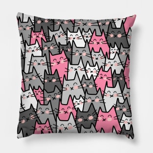 Cat Party - Gray Pink Pillow