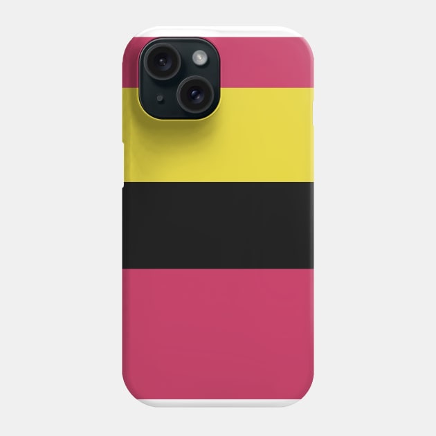 A matchless blend of Anti-Flash White, Raisin Black, Almost Black, Dark Pink and Piss Yellow stripes. Phone Case by Sociable Stripes