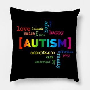 Autism Acceptance Colorful Words Pillow