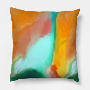 Orange fluid abstract art Pillow