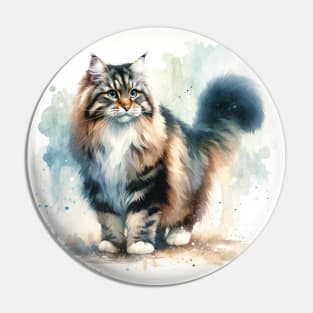 American Bobtail - Watercolor Cat Pin