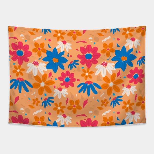 Scandinavian Summer Colorful Spring Flowers Tapestry by jodotodesign