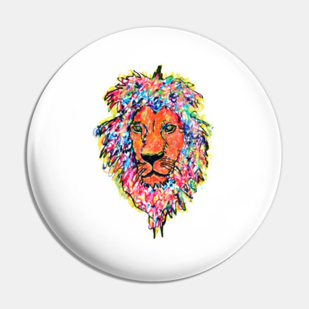 Lion Head Abstract Colorful Painting Lion Head Pin Teepublic