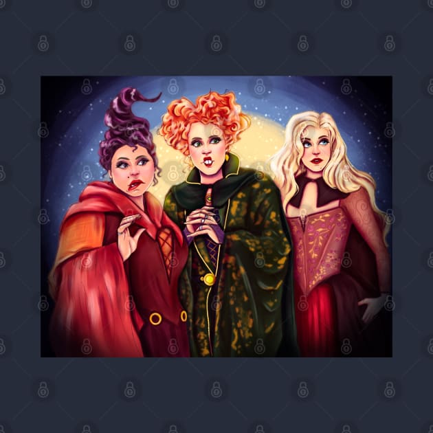 Sanderson sisters, Mary, Sarah, magic, halloween, All Hallows’ Eve, spooky, witches, witch, broom, hocus by KAM KOLE