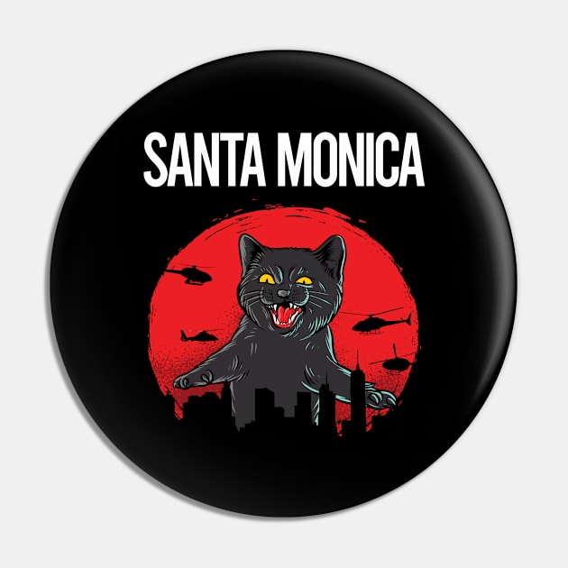 Funny Black Cat Santa Monica Pin by flaskoverhand