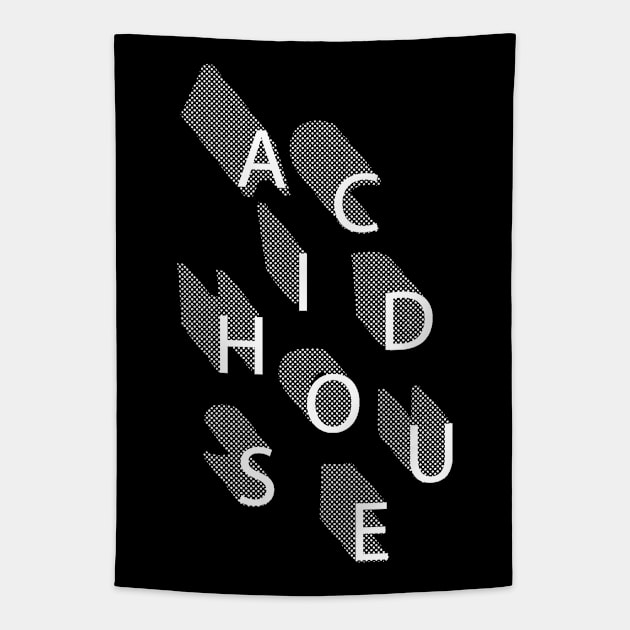 Acid House  ////  Retro Style Typography Design Tapestry by DankFutura