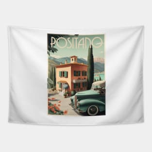 Positano Italy Vintage Travel Art Poster Tapestry