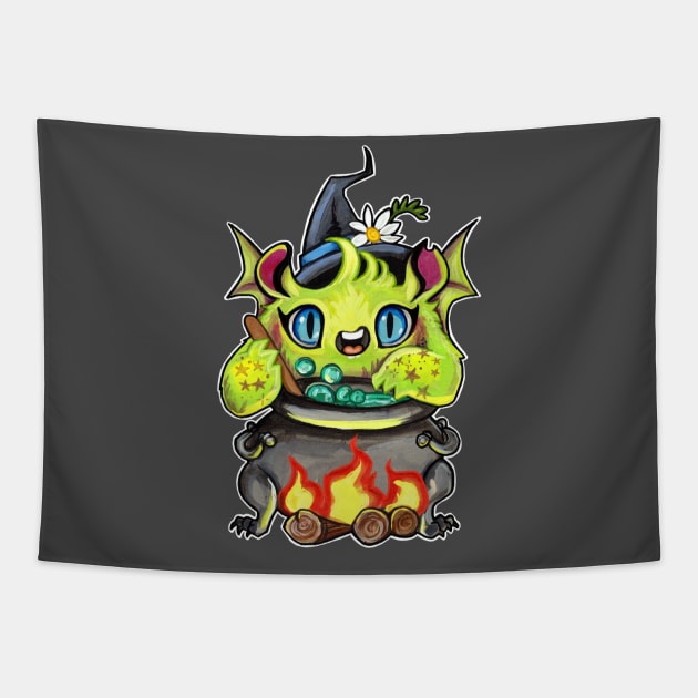 Witchy puffling monster Tapestry by BiancaRomanStumpff